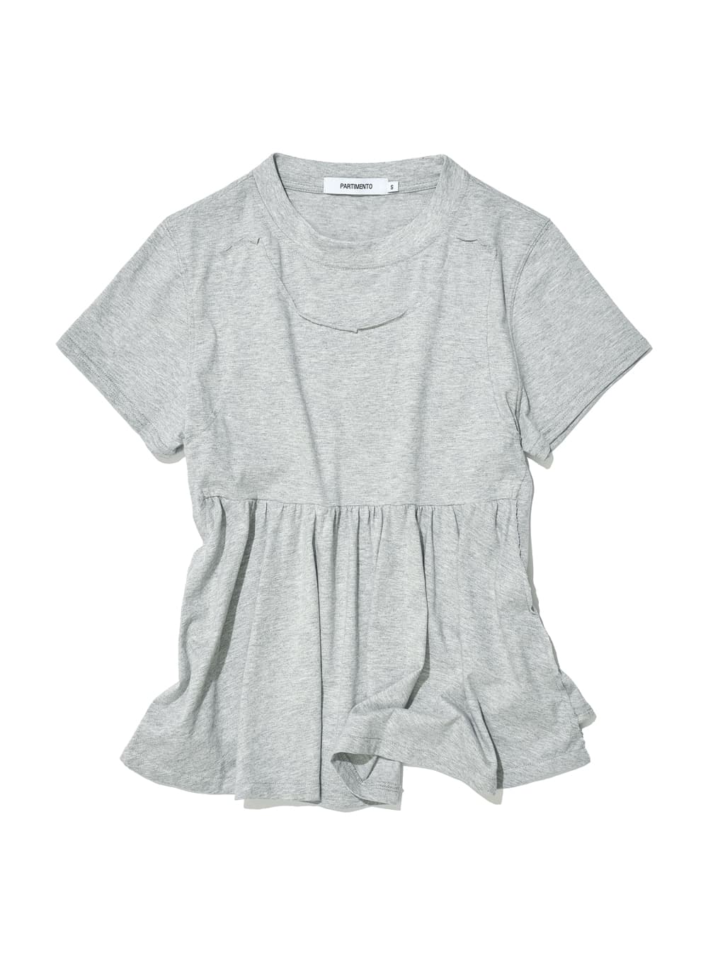 OVERLAY PEPLUM SHORT SLEEVE TEE_MELANGE