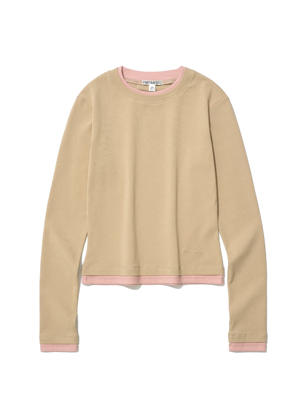 PW DOUBLE LAYERED LONG SLEEVE TEE_BEIGE