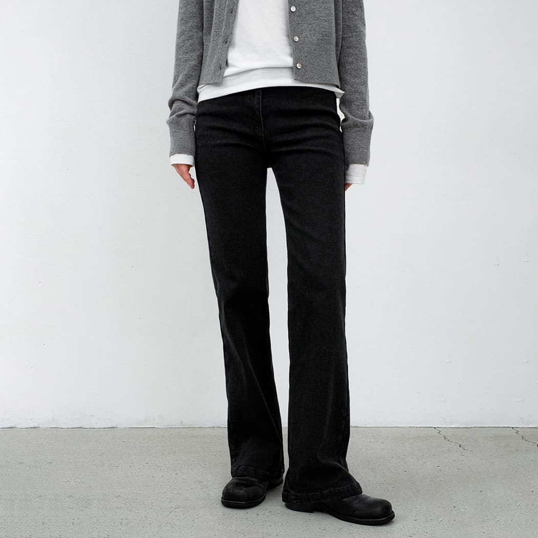 (PT-5714)SLIM FIT BOOTCUT WARM DENIM PANTS