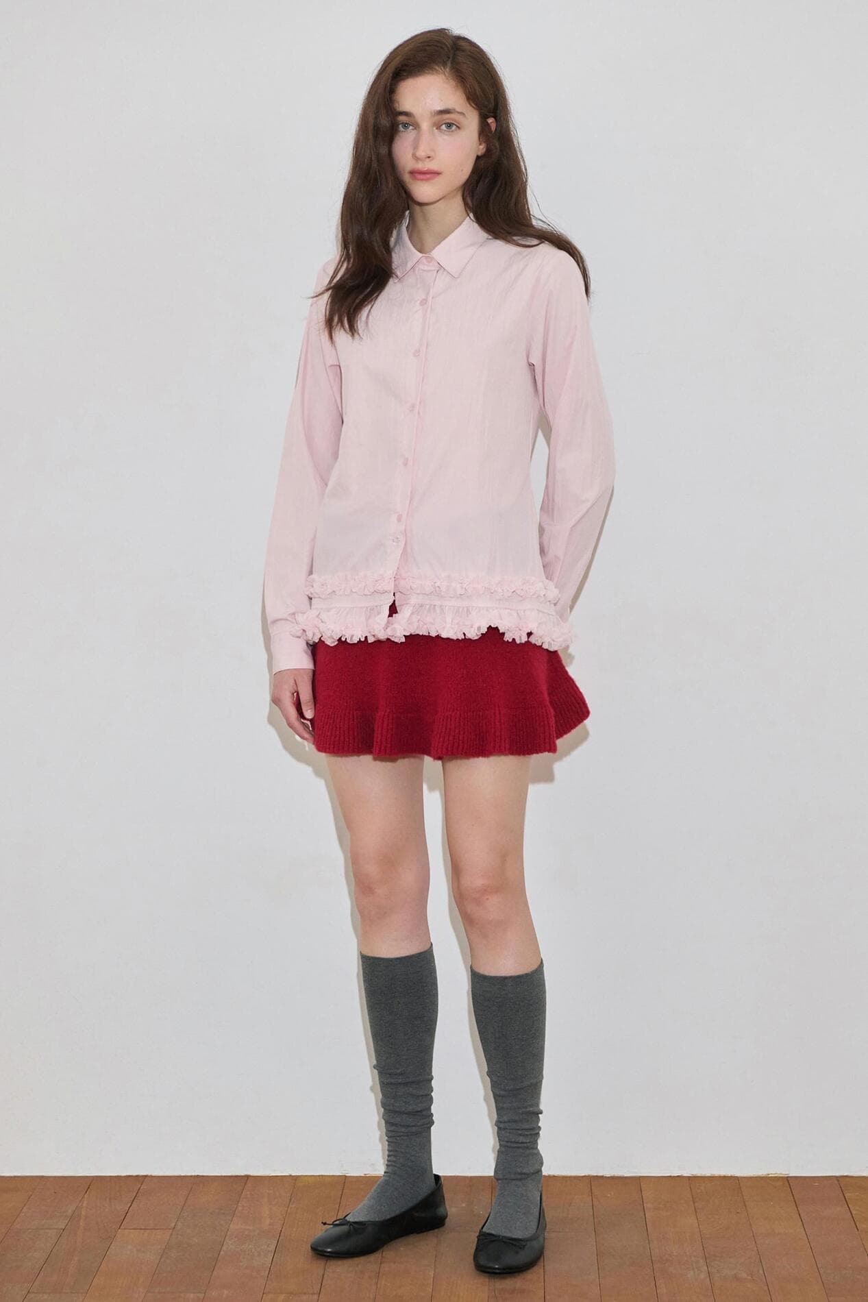 Flare Knit Skirt & Cape (Red)