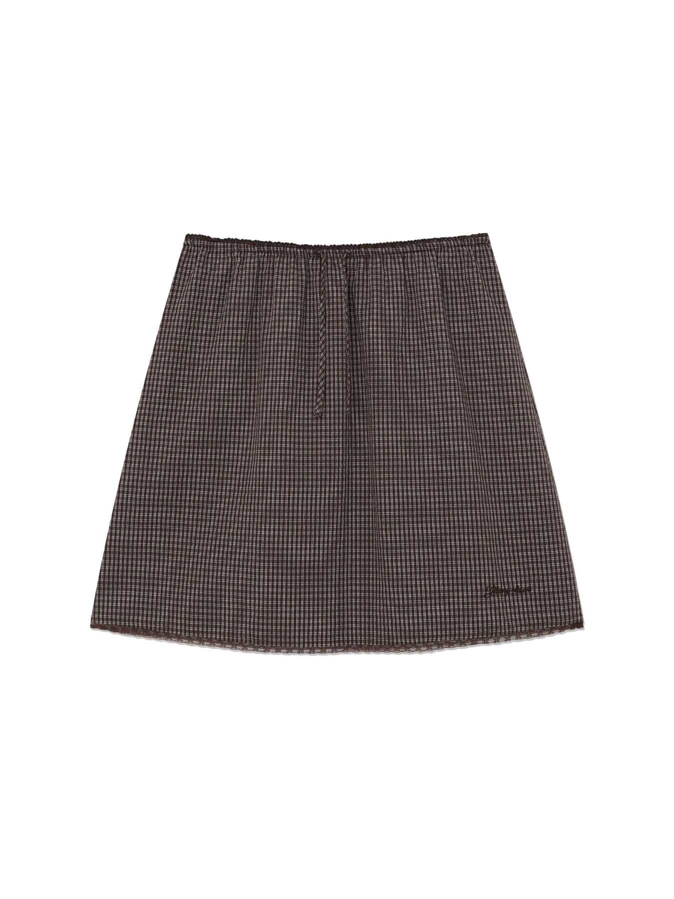 G CLASSIC LACE-UP MIDI SKIRT (BROWN)