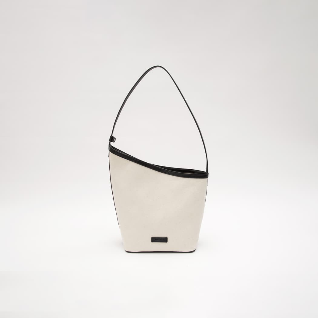 (B-2446)CANVAS ASYMMETRICAL 2WAY BUCKET BAG