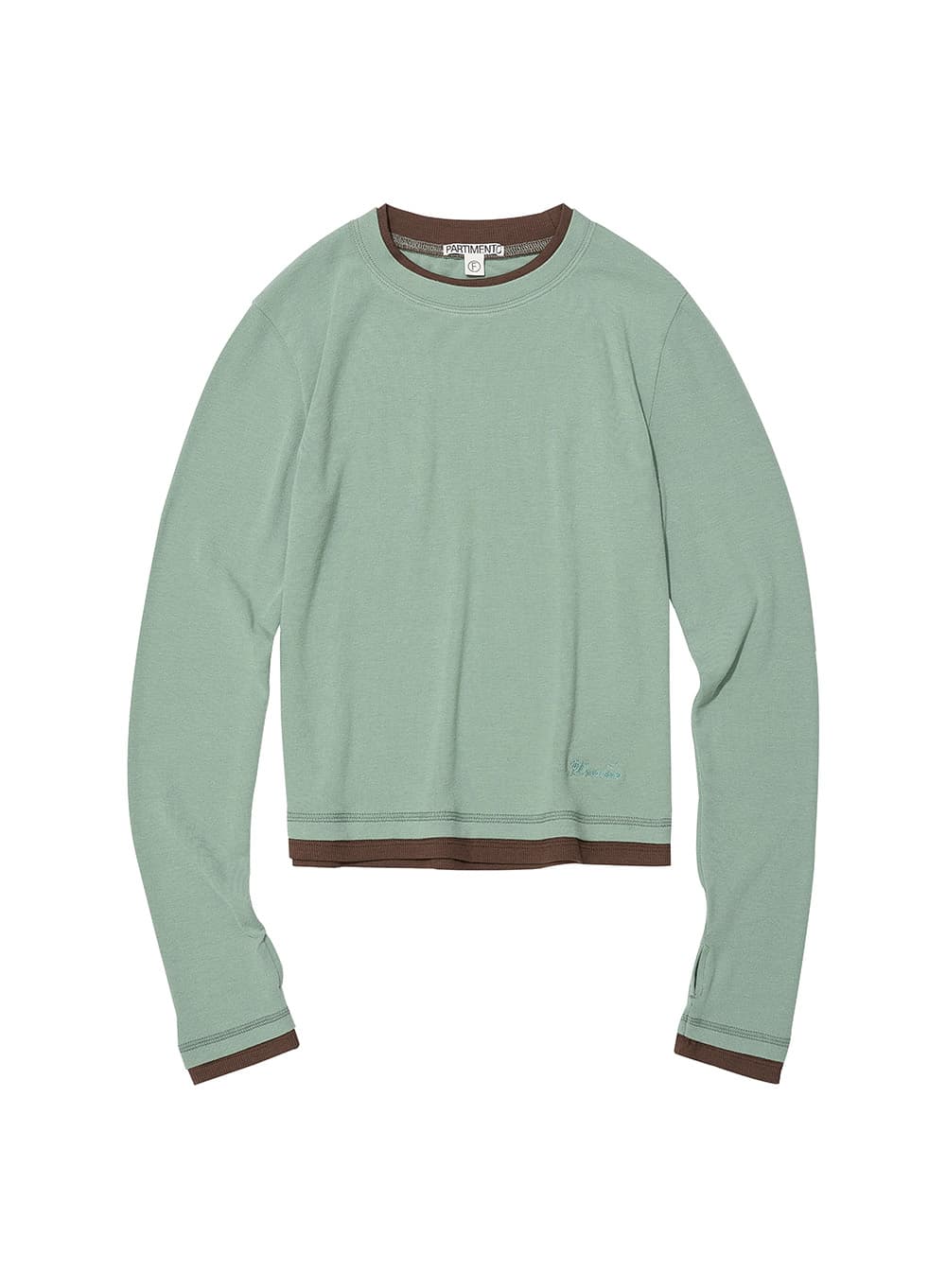 PW DOUBLE LAYERED LONG SLEEVE TEE_DUSTY MINT