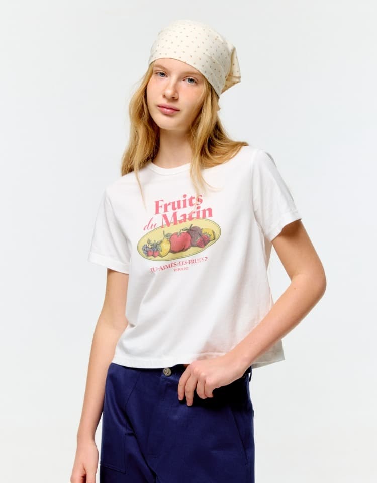 fruits market crop t-shirt - ivory