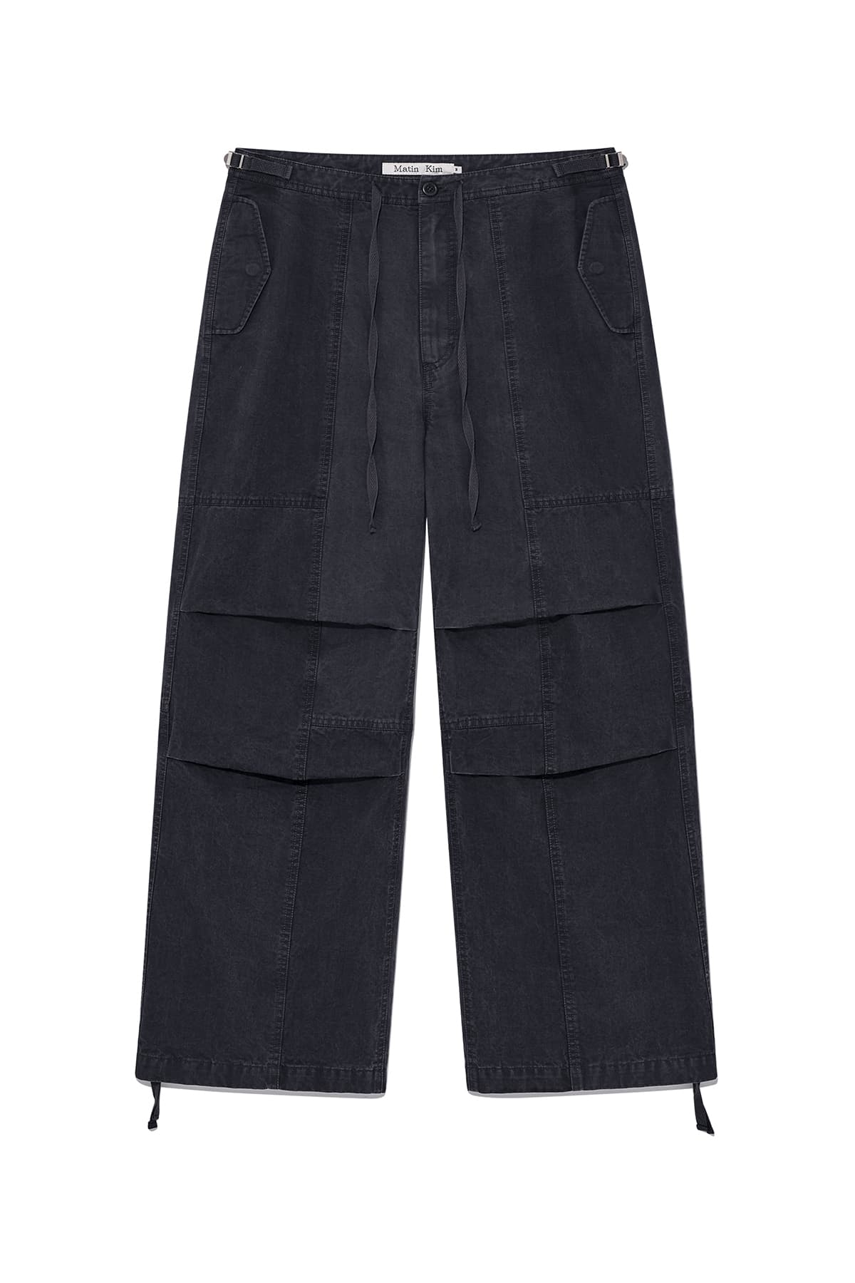 PATCH POINT WASHED COTTON PANTS IN CHARCOAL