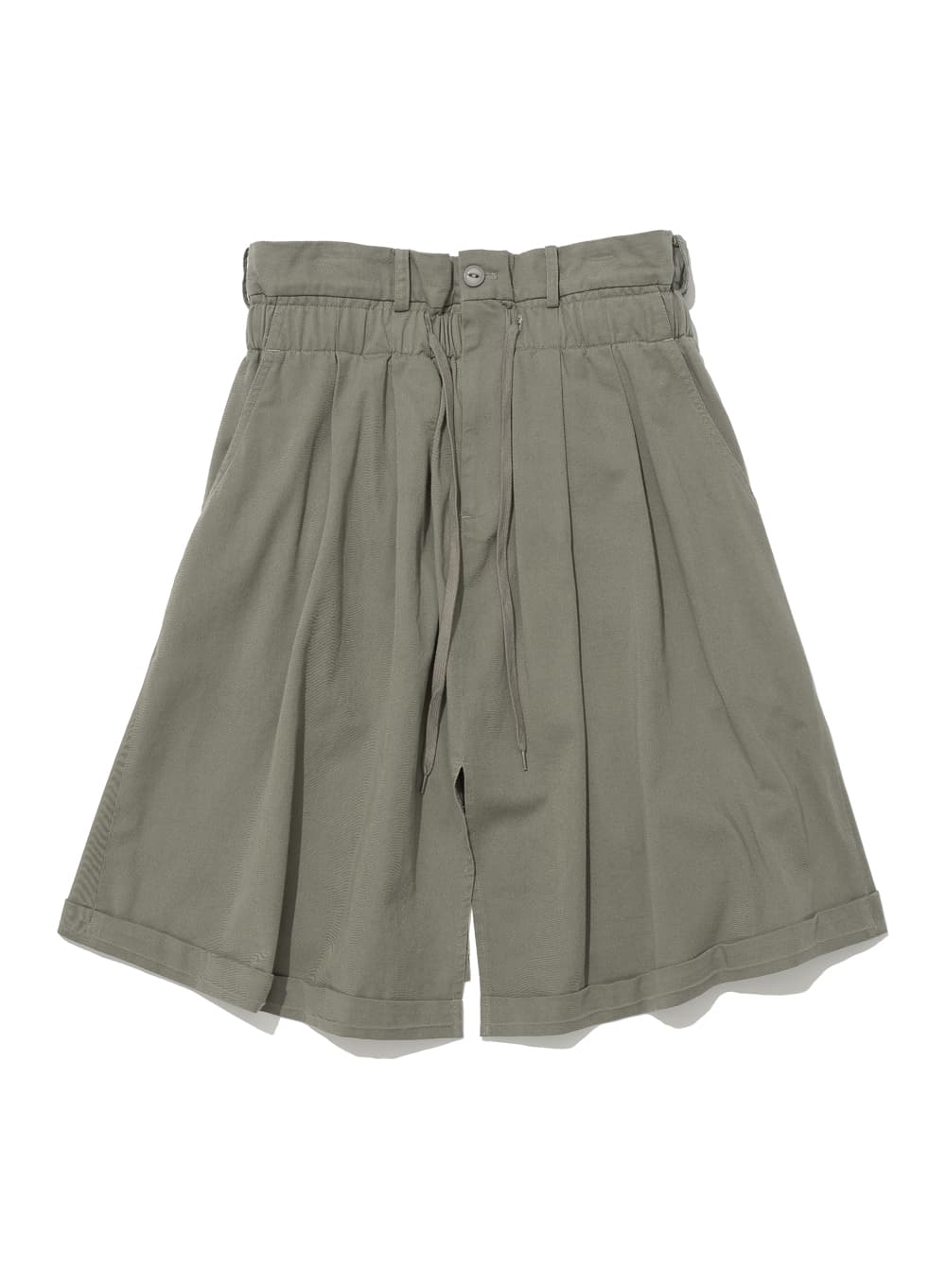 FOLD-OVER WAIST MIDI SKIRT_KHAKI GREEN