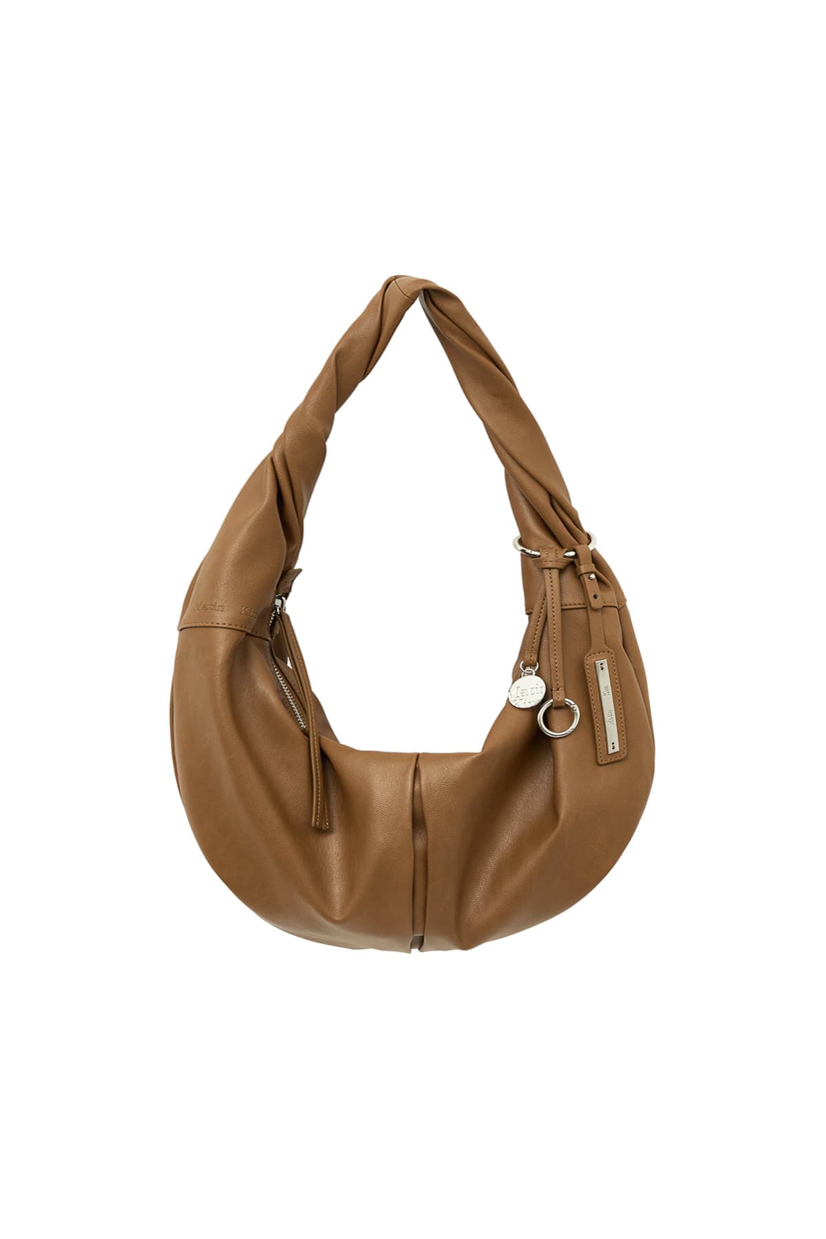 TWIST HANDLE SMALL HOBO BAG IN BROWN