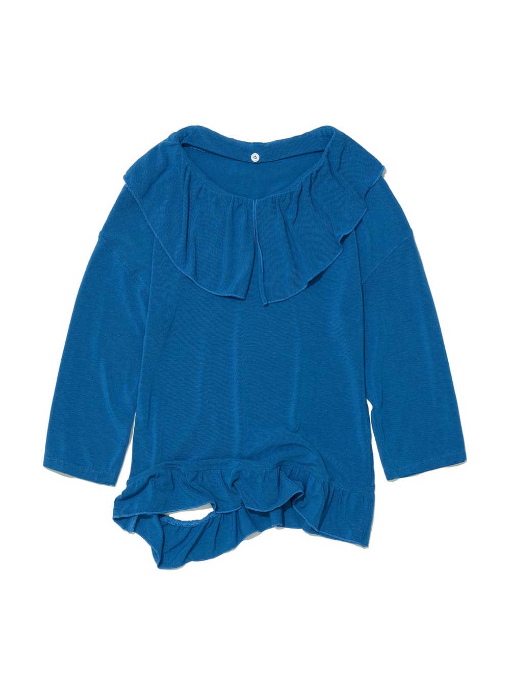 2WAY FRILL THREE-QUARTER SLEEVE TEE_BLUE