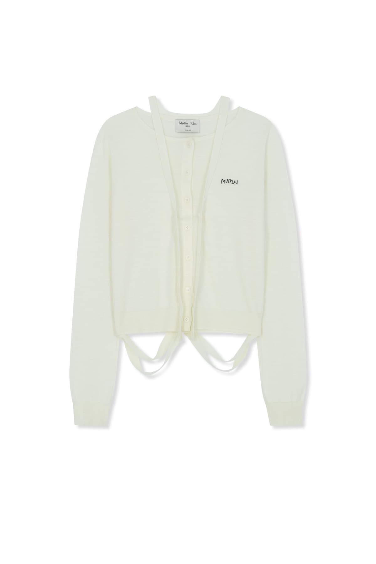 STRING DETAIL KNIT CARDIGAN IN CREAM