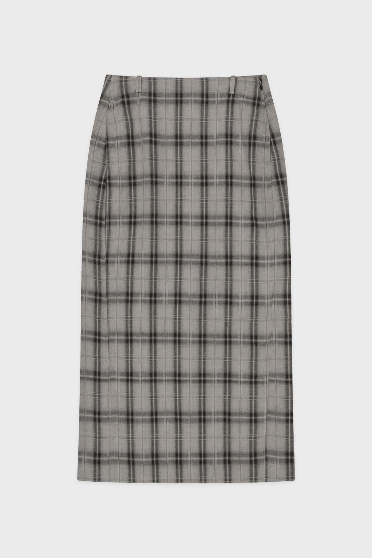 Check H-Line Skirt (Light Grey)