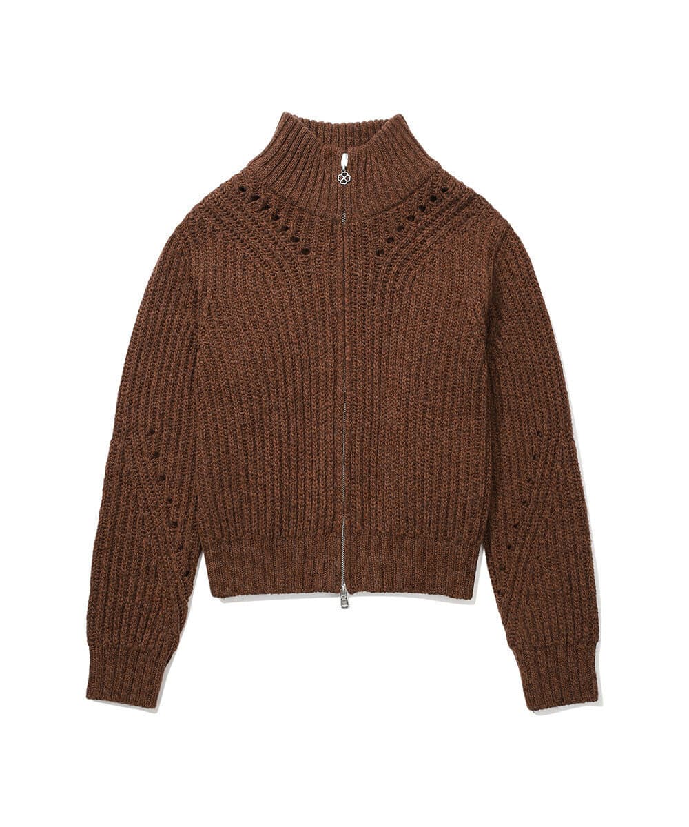 우먼 니트 집업 가디건 Brown