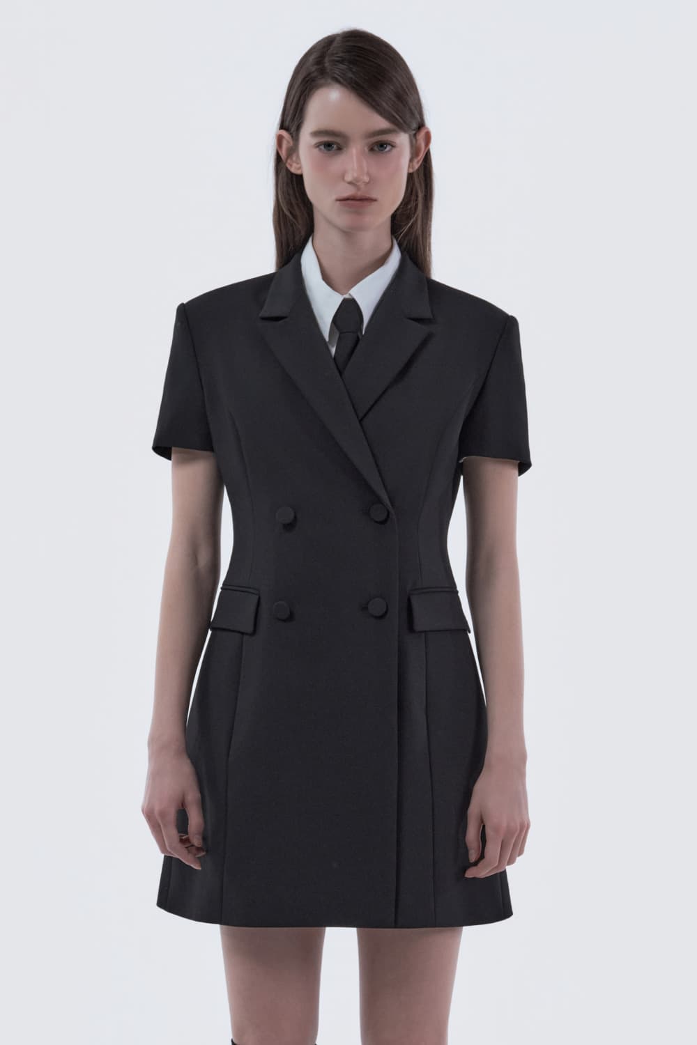 Jenn Half-Sleeve Suit Jacket Dress - Black