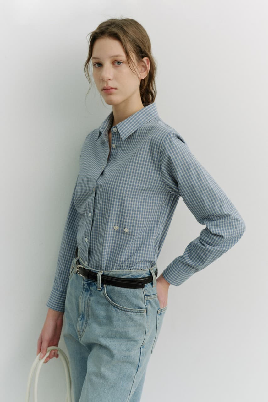 2-WAY ESSENTIAL CHECKED SHIRT BLUE CHECK_UDSH6A203B2