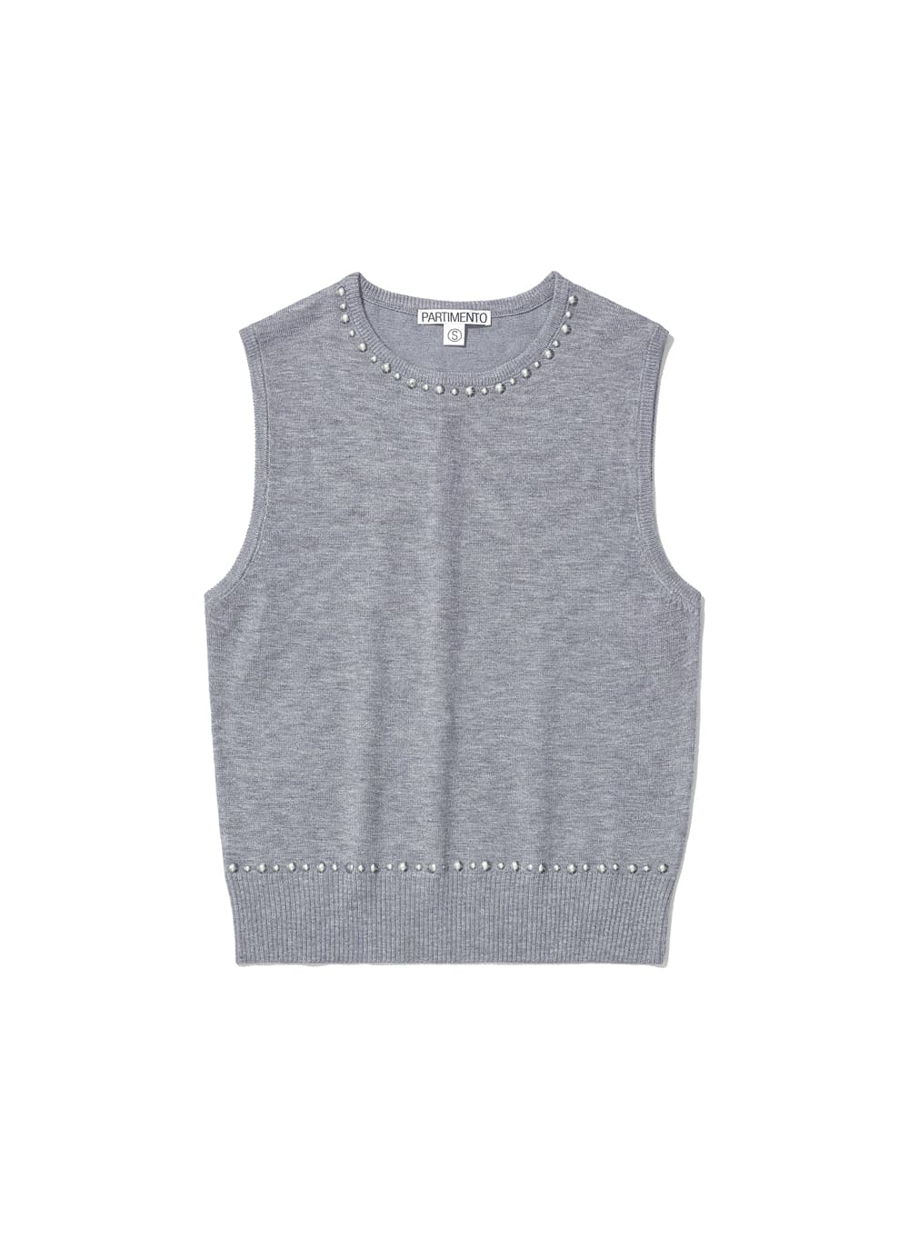 STUDDED KNIT SLEEVELESS TOP_MELANGE