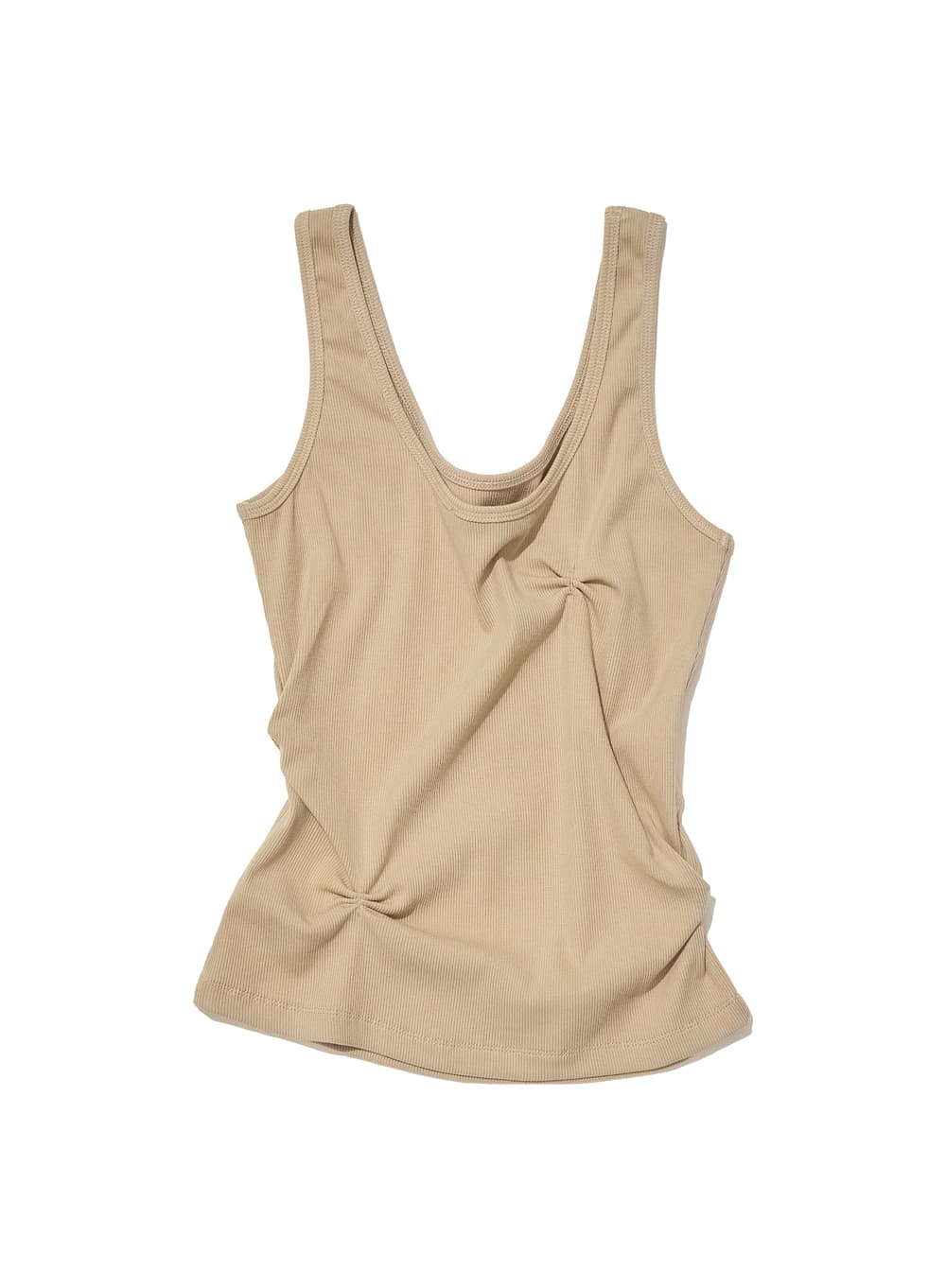 RUCHED SLEEVELESS_BEIGE