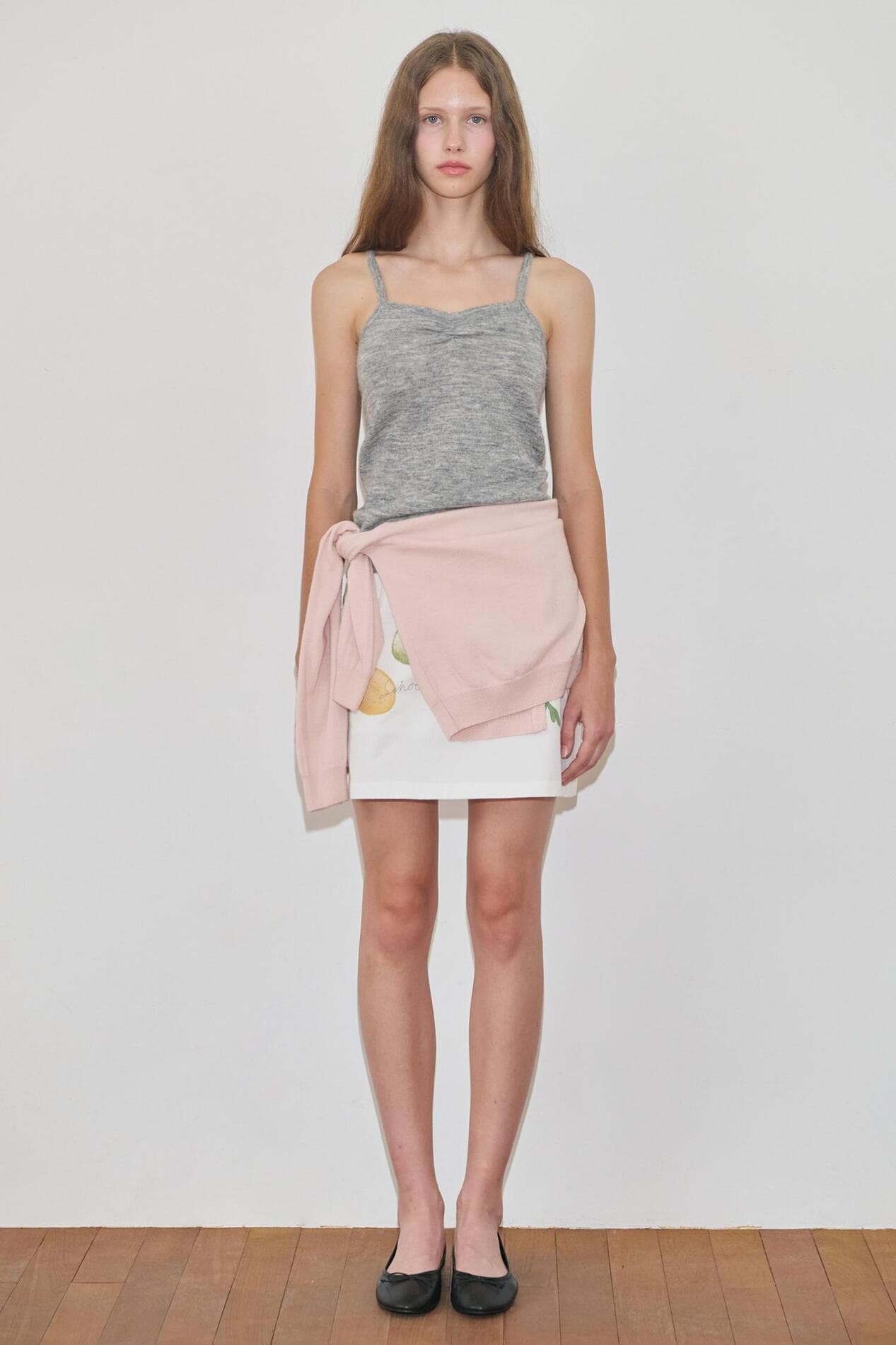 Shirring Knit Sleeveless (Melange Grey)