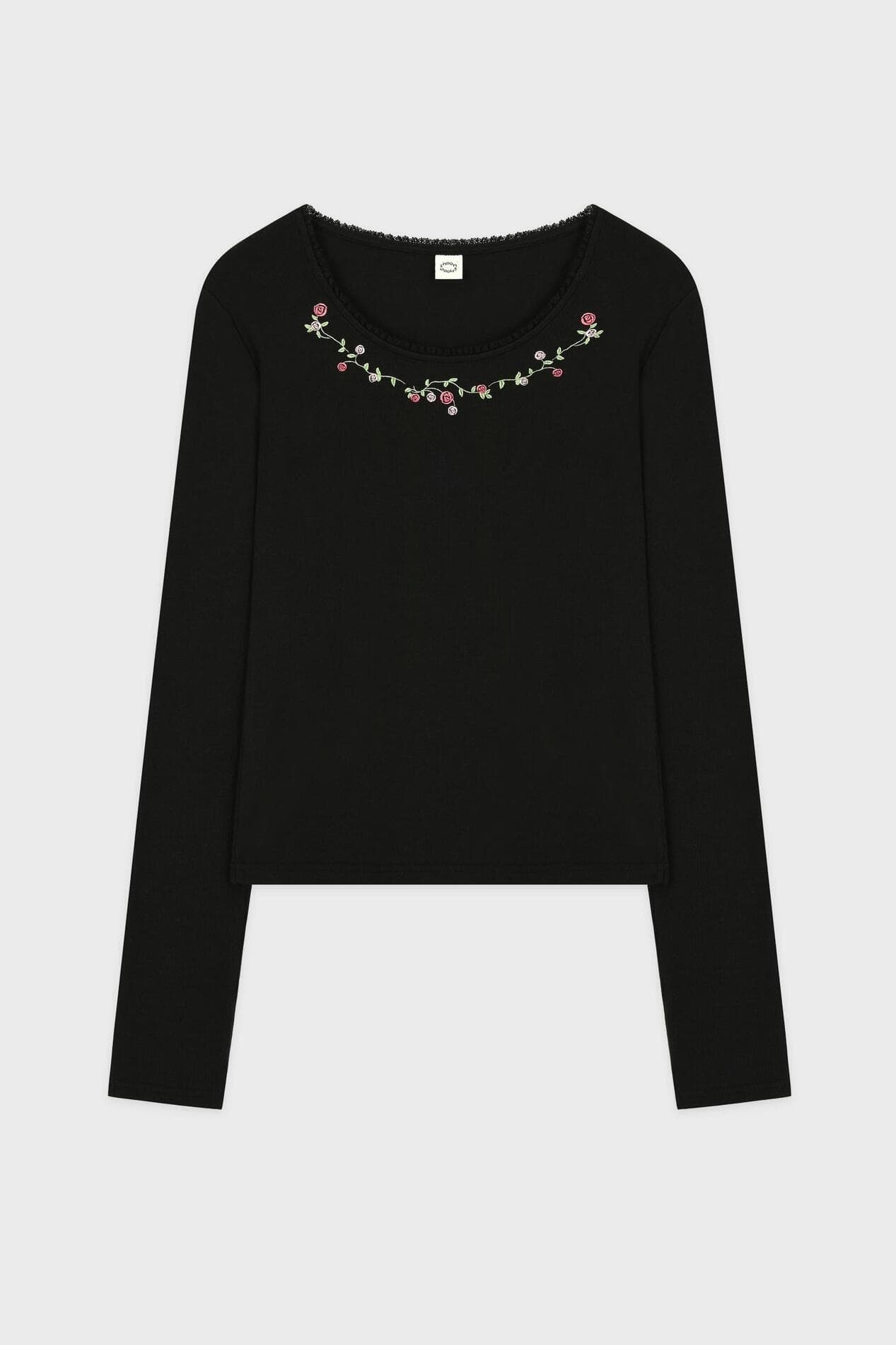 Rose Flower Slim T-Shirt (Black)