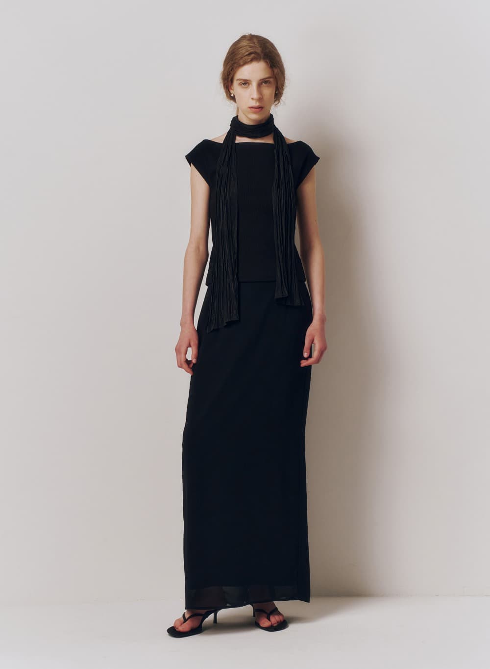 French Sleeve Jersey Top Black