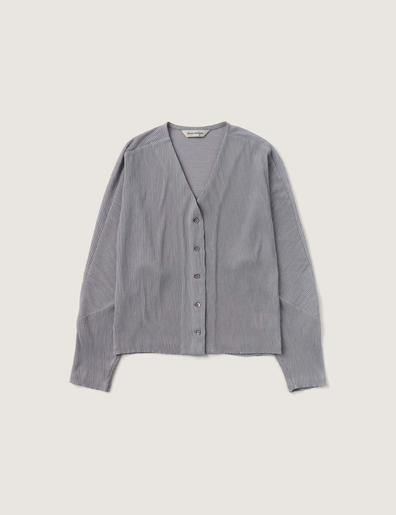 Kali Pleats Cardigan (Pale Gray)