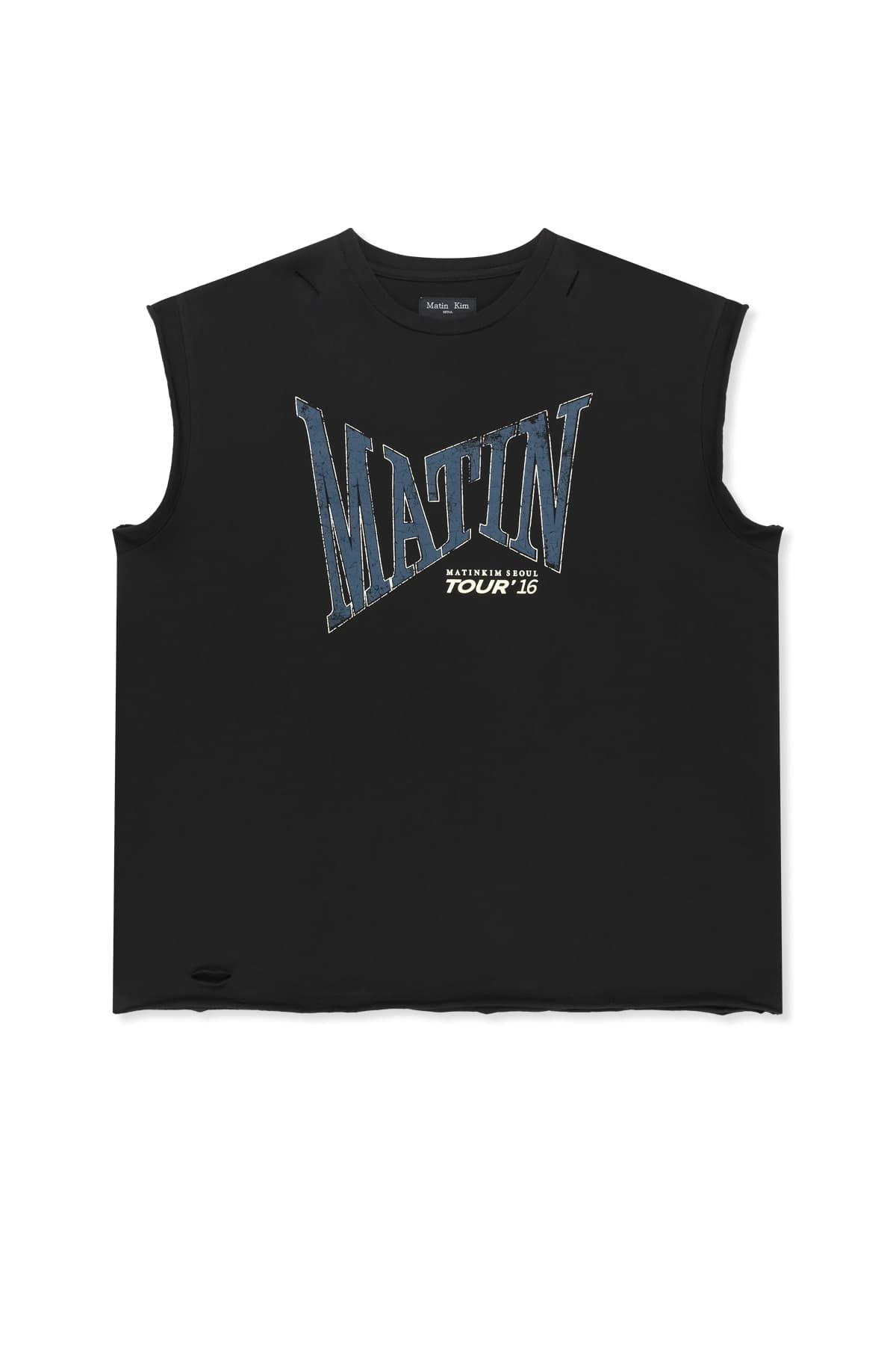 RAW EDGE CUT OUT SLEEVELESS TOP FOR MEN IN BLACK