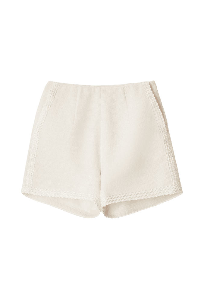 Romantic Braid Tweed Shorts (Ivory)