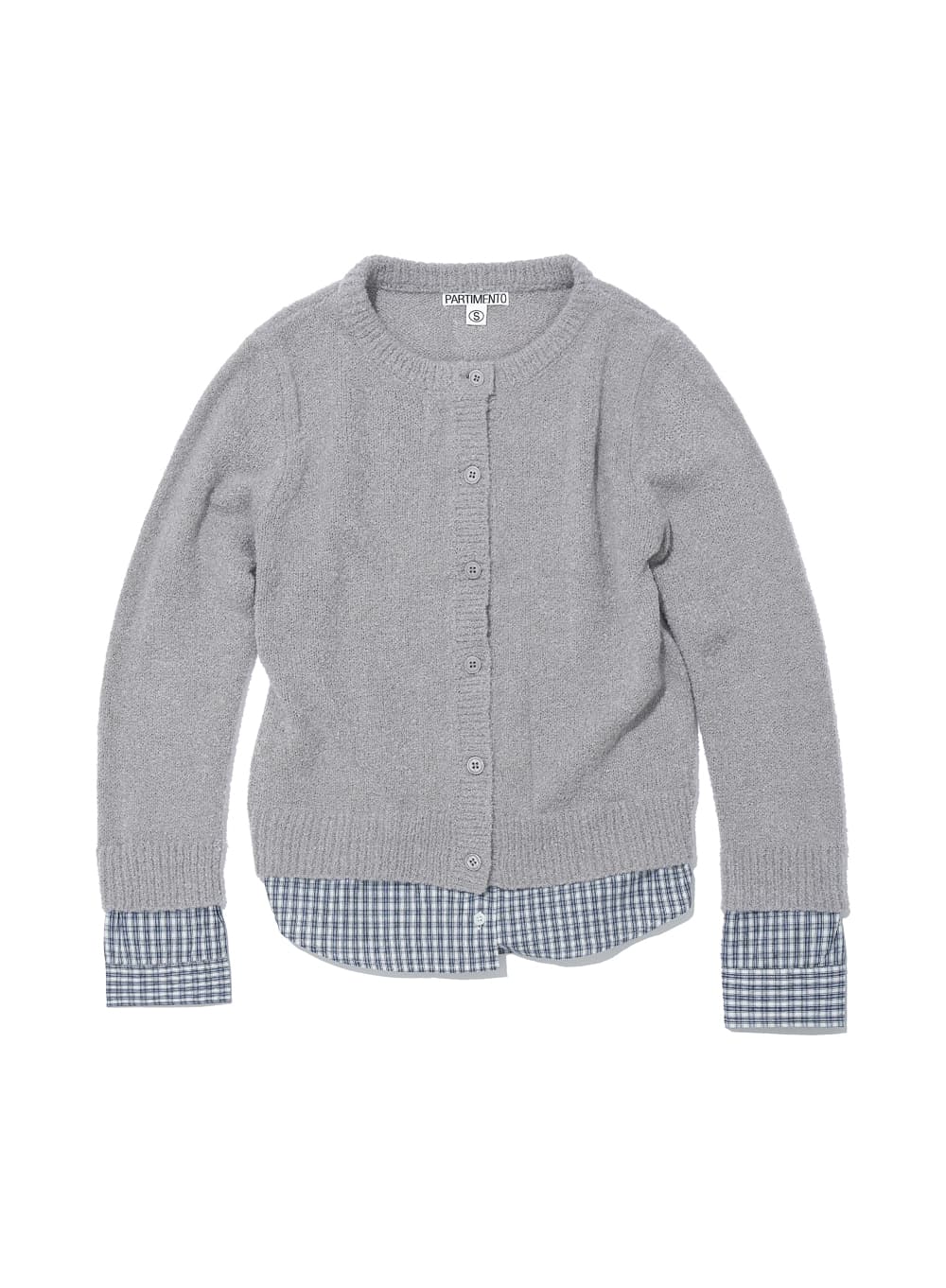 BOUCLE SHIRT-HEM LAYERED CARDIGAN_LIGHT GREY