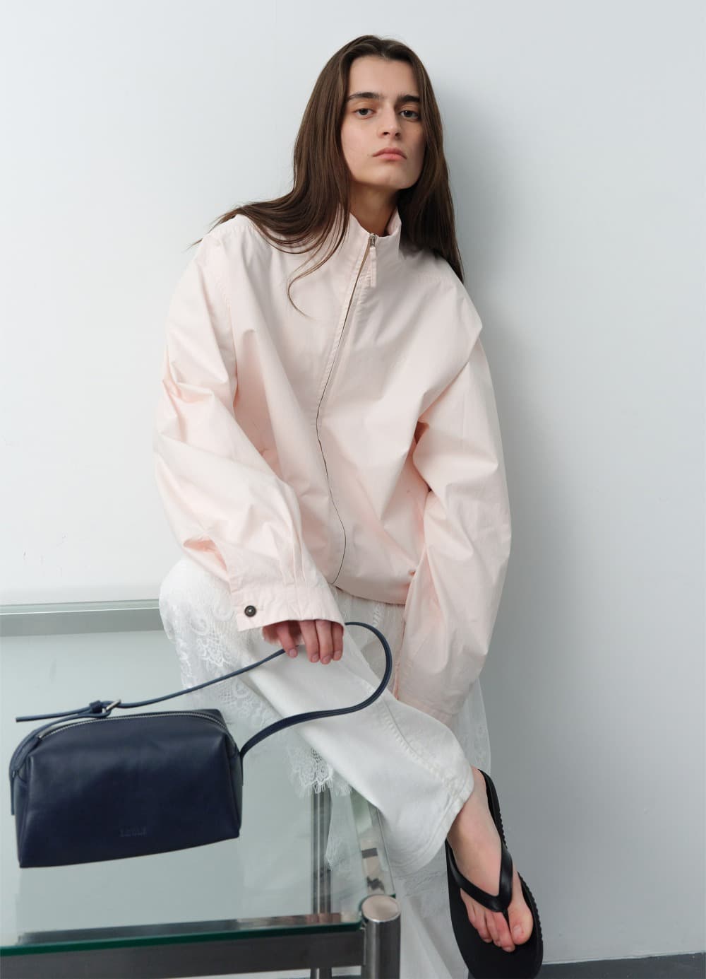 Ground Raglan Zip-up Jumper - Blush Pink