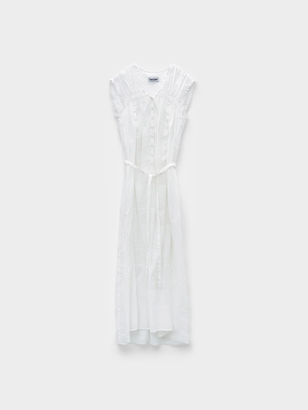 Shirring Sleeveless Maxi Dress_White