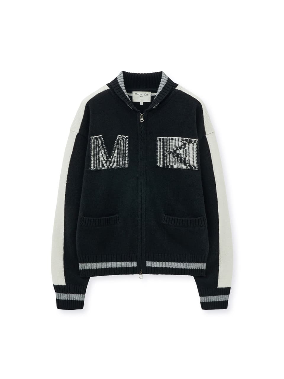 MATIN KIM INITIAL KNIT ZIP UP FOR WOMEN IN BLACK