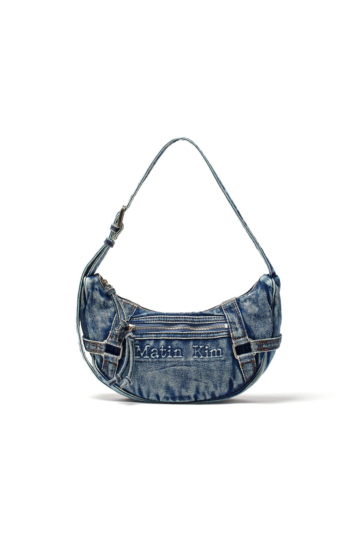 MATIN WASHED DENIM MINI HOBO BAG IN BLUE