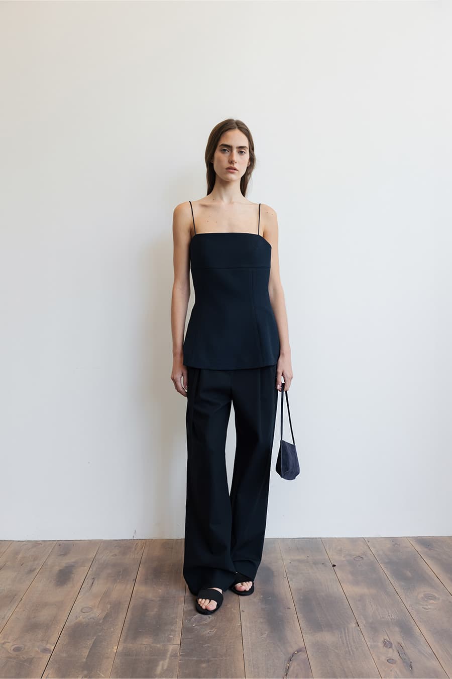 FIVE-POCKET PLEATED TROUSERS in COTTON [NAVY]
