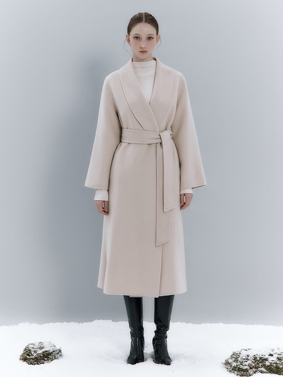 Elina silk-cashmere coat_Light beige
