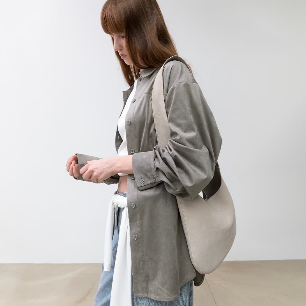 (Z-BL-4306)ESSENTIAL SUEDE BELTED SHIRT S
