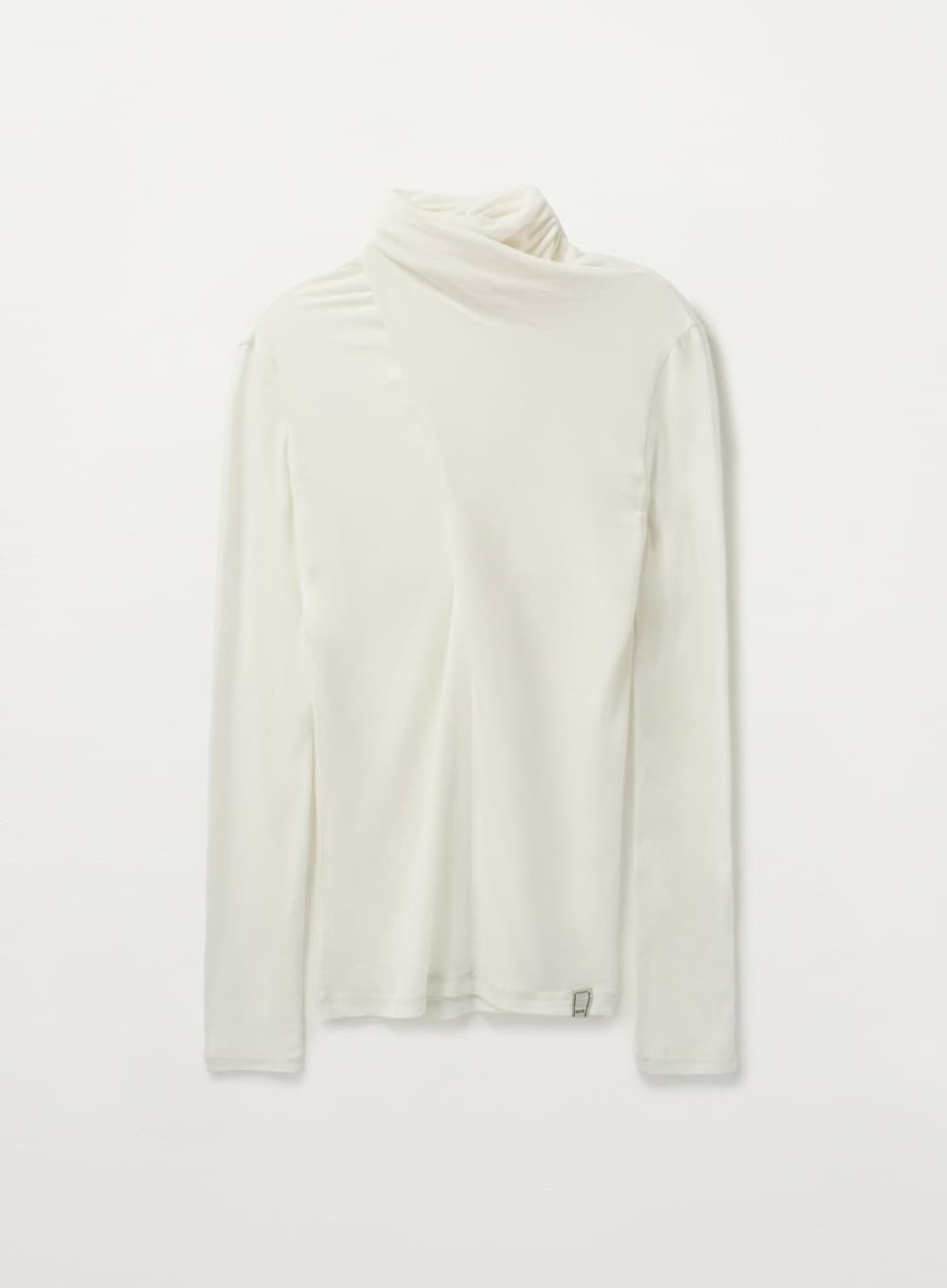(W) Crossed Turtle Neck Long Sleeve - White
