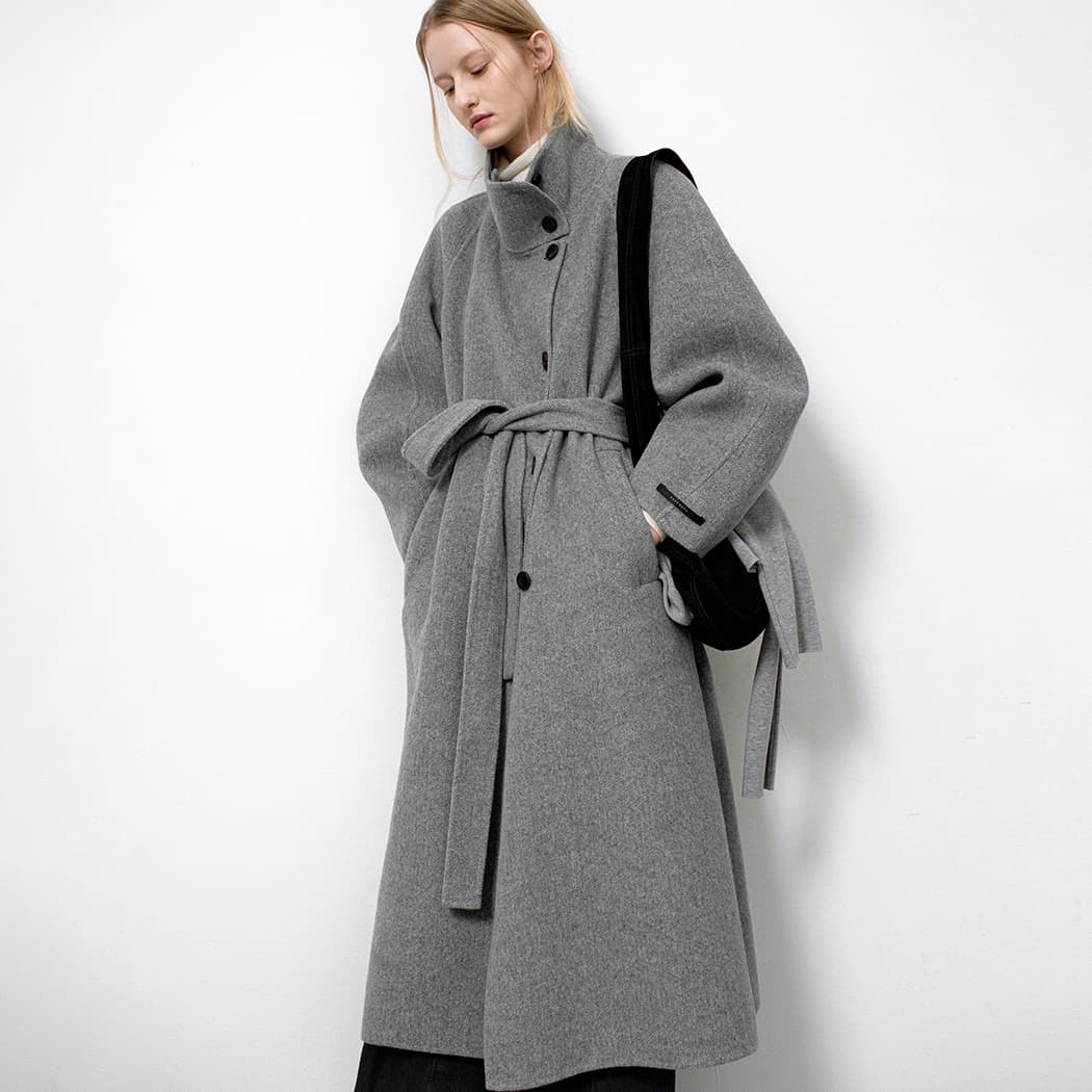 (CT-1462)HIGH NECK VOLUME HANDMADE COAT S