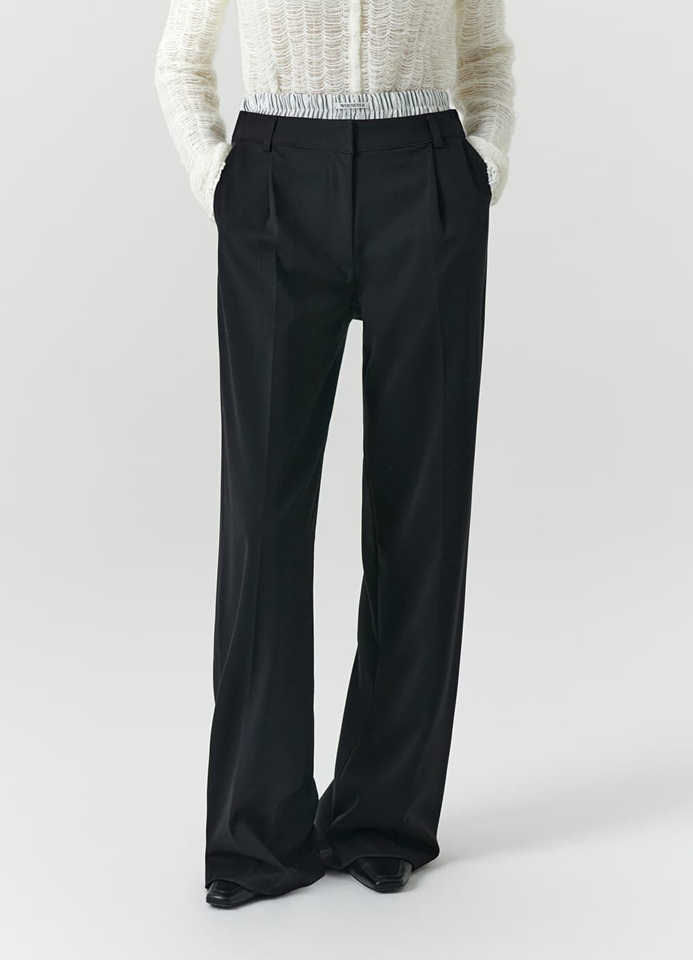 Double Layered Slacks - Black