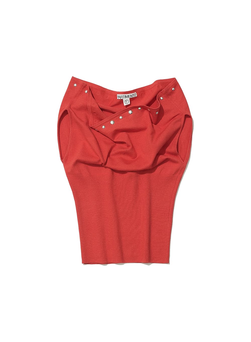 STUDED OFF-SHOULDER KNIT TOP_RED