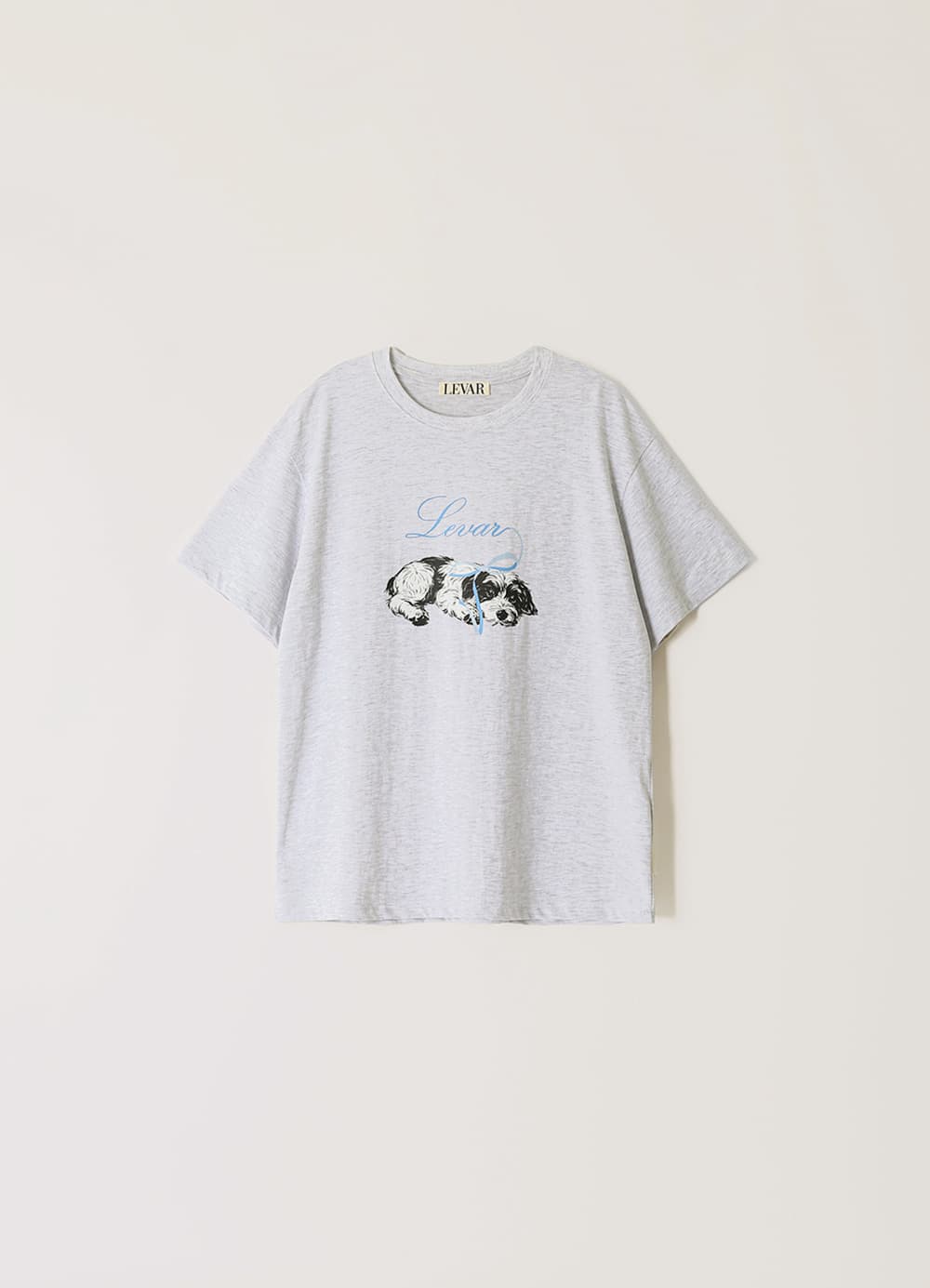Sweet Bow Pup T-Shirt - Melange Grey