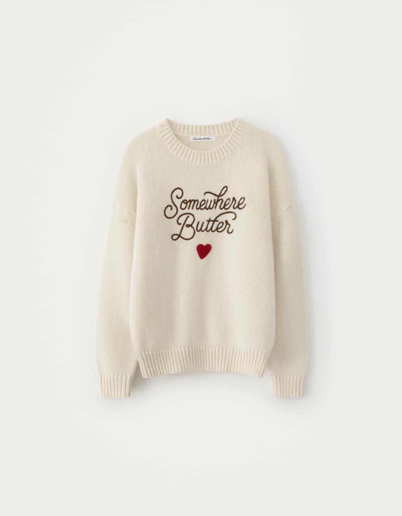 Boucle Heart Wool Knit - Ivory