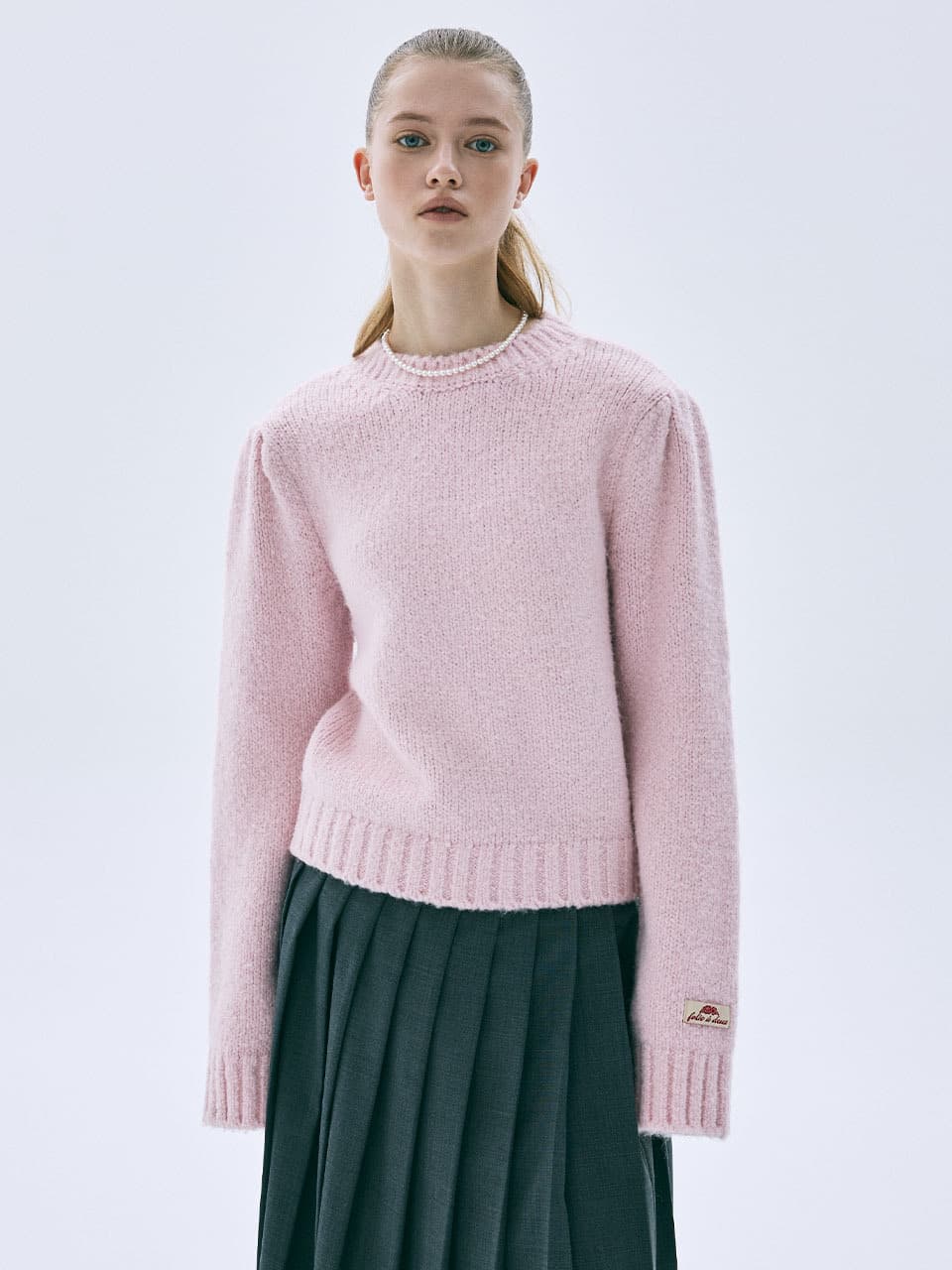 WOOL BLENDED PULLOVER PUFF SLEEVE_PINK