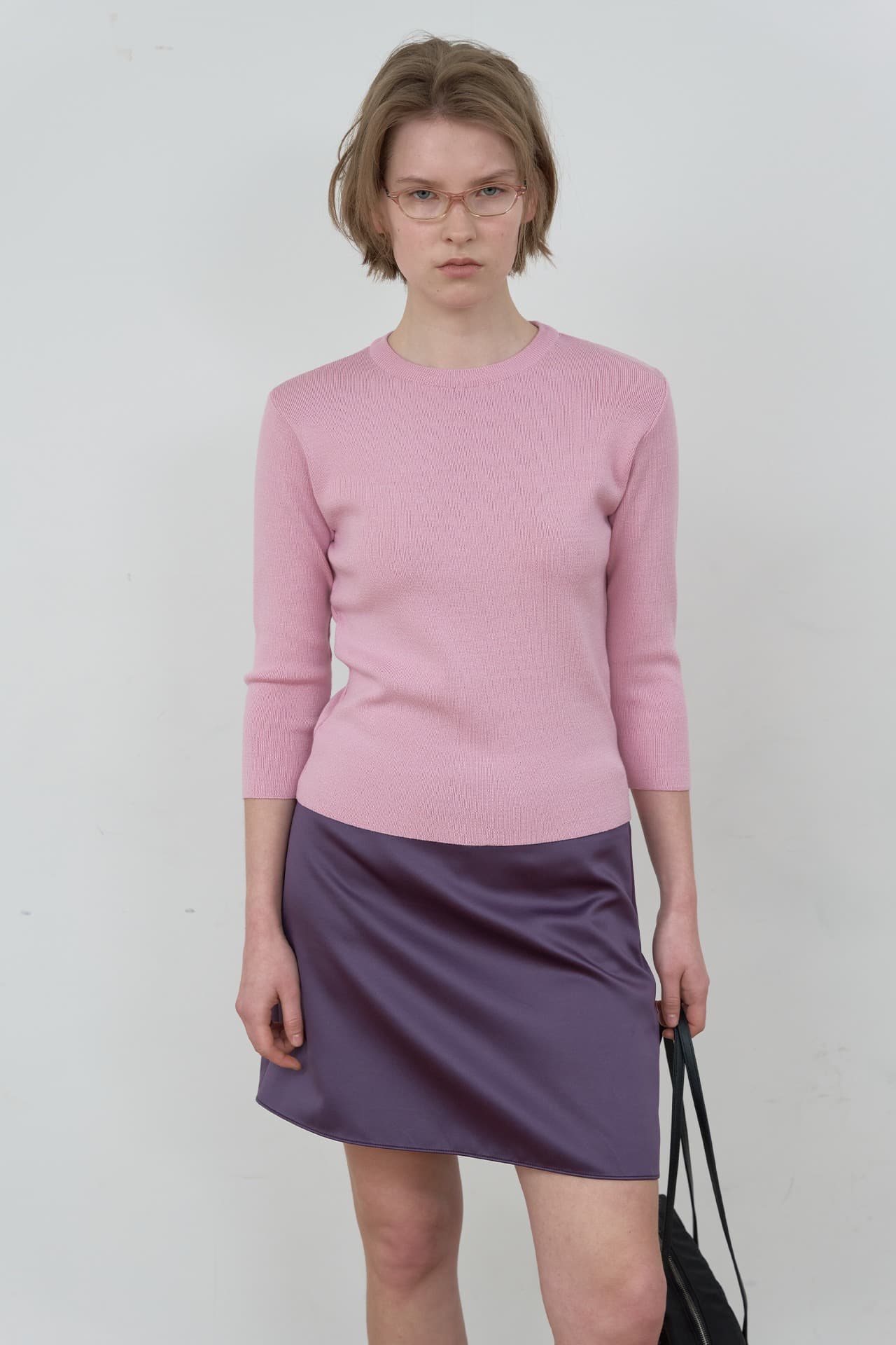 BASIC 3/4 SLEEVE KNIT_PINK
