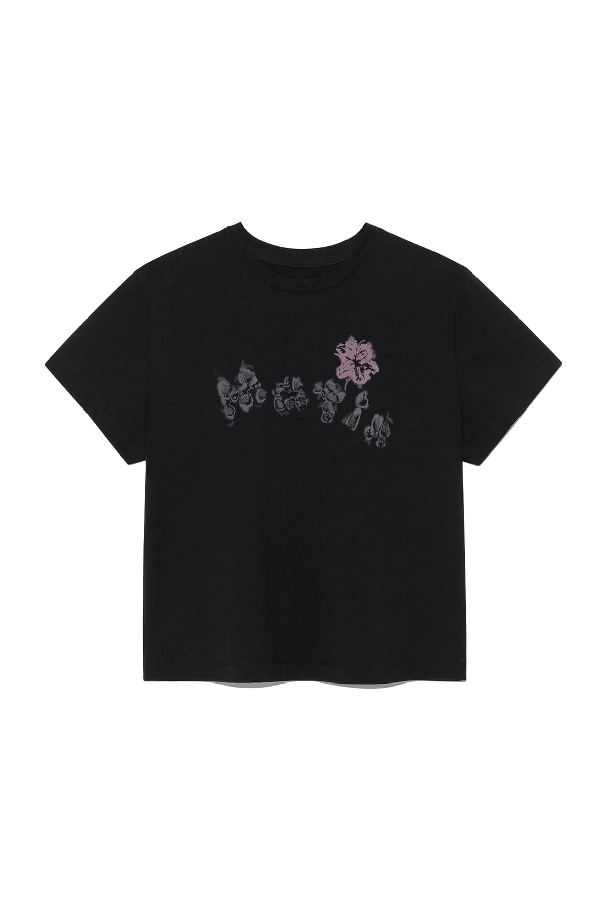 BUBBLY GRAPHIC PRINTING TOP IN BLACK
