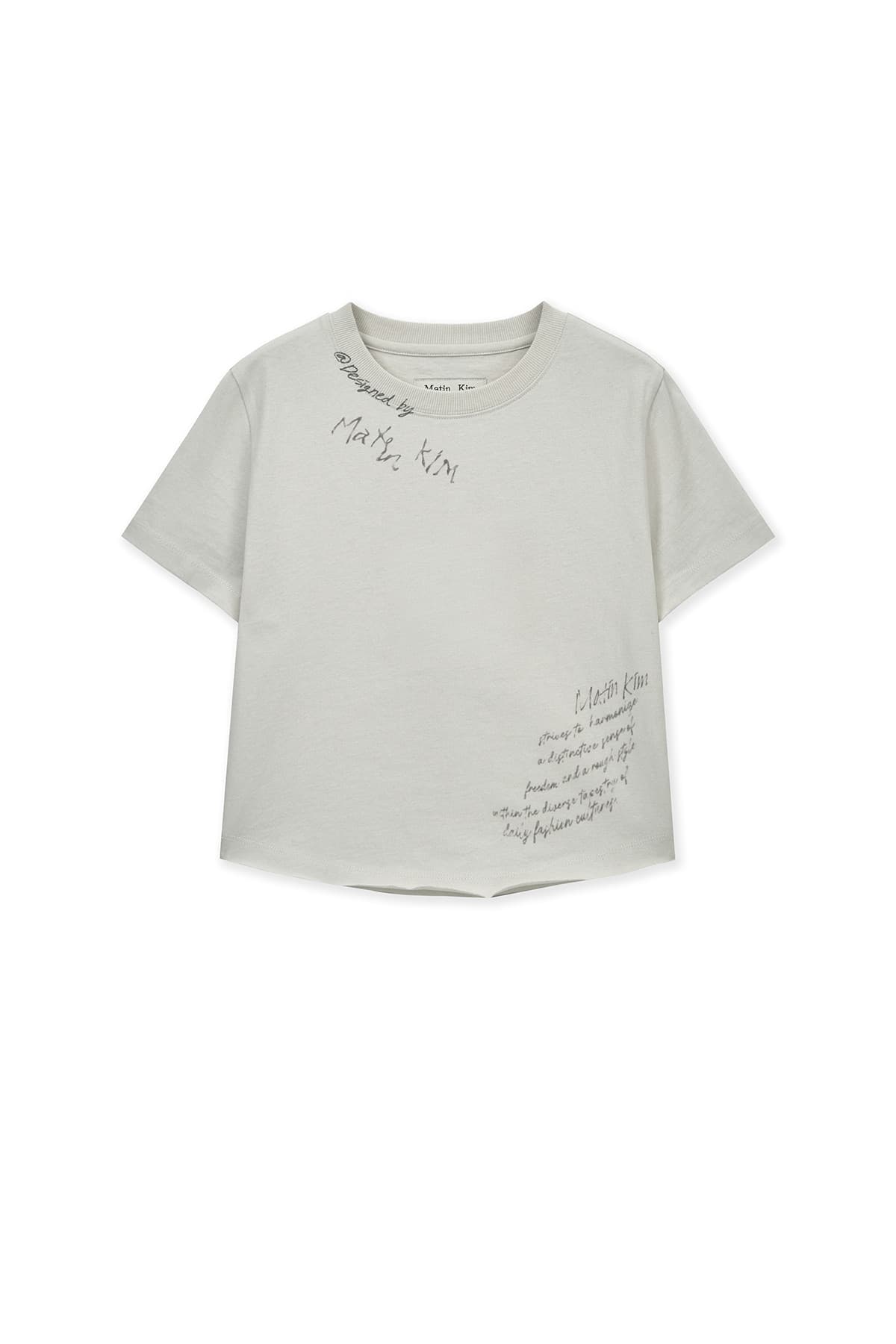 GRAFFITI ROUND HEM CROP TOP IN CREAM