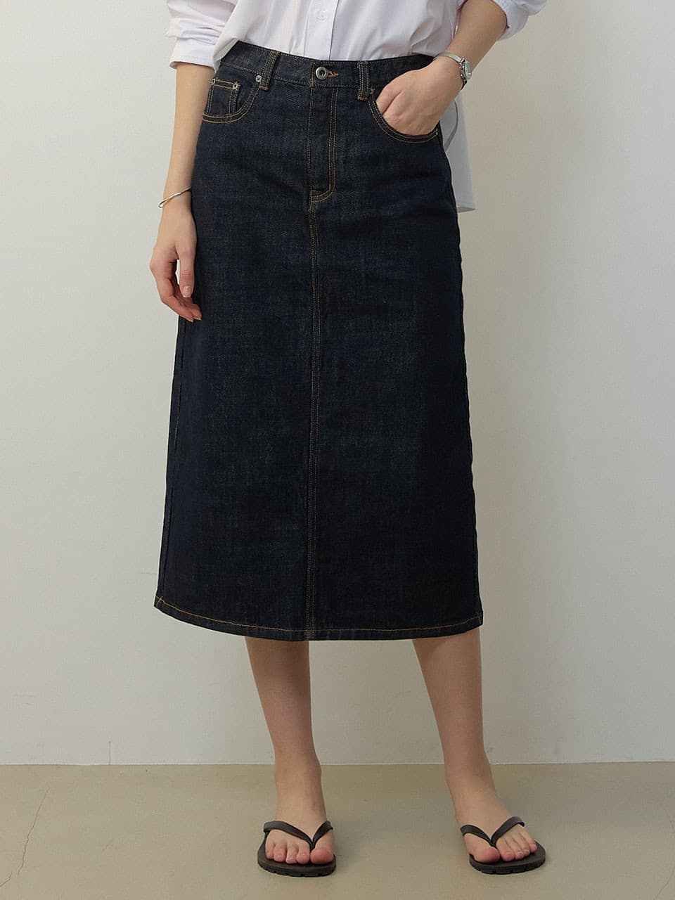 데님 롱 스커트_INDIGO