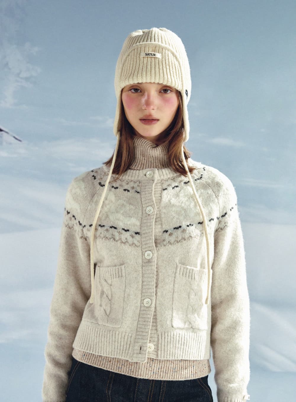 (W) Holiday Angel Knit Cardigan - Cream