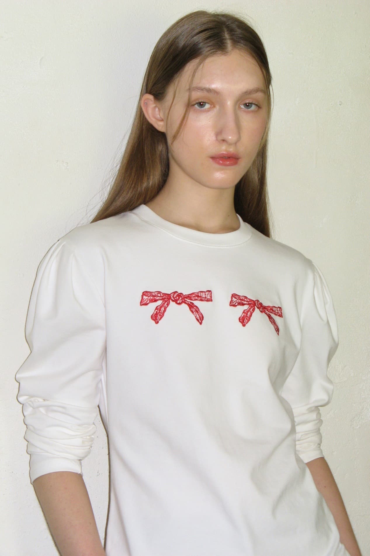 Ribbon Puff Long Sleeve (White)