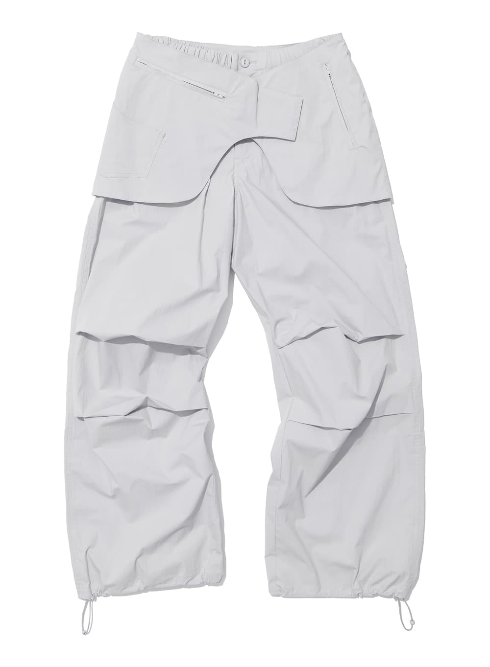 BELTED LAYERED PARACHUTE PANTS_LIGHT GREY