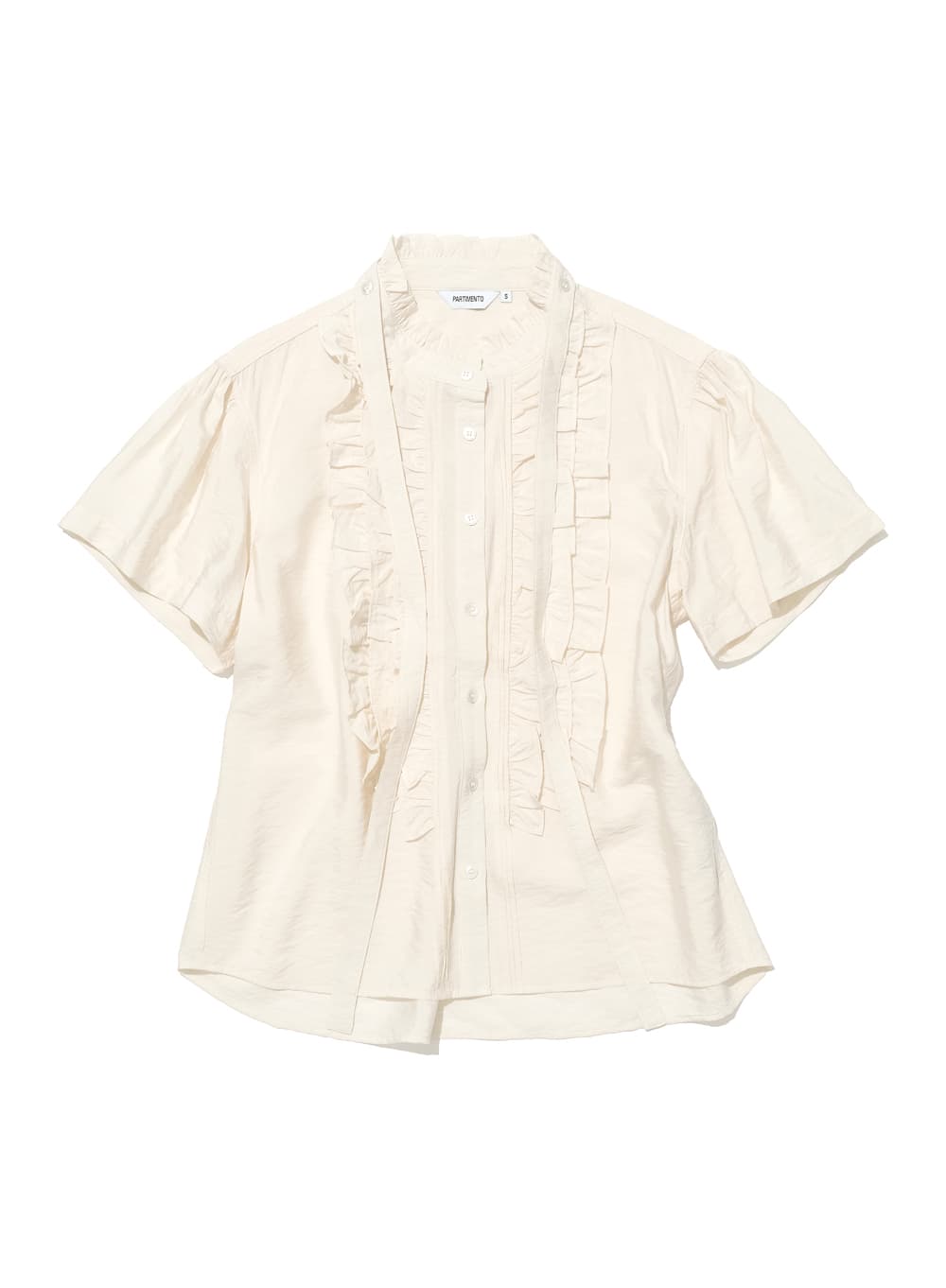 SCARF RUFFLE PINTUCK BLOUSE_IVORY