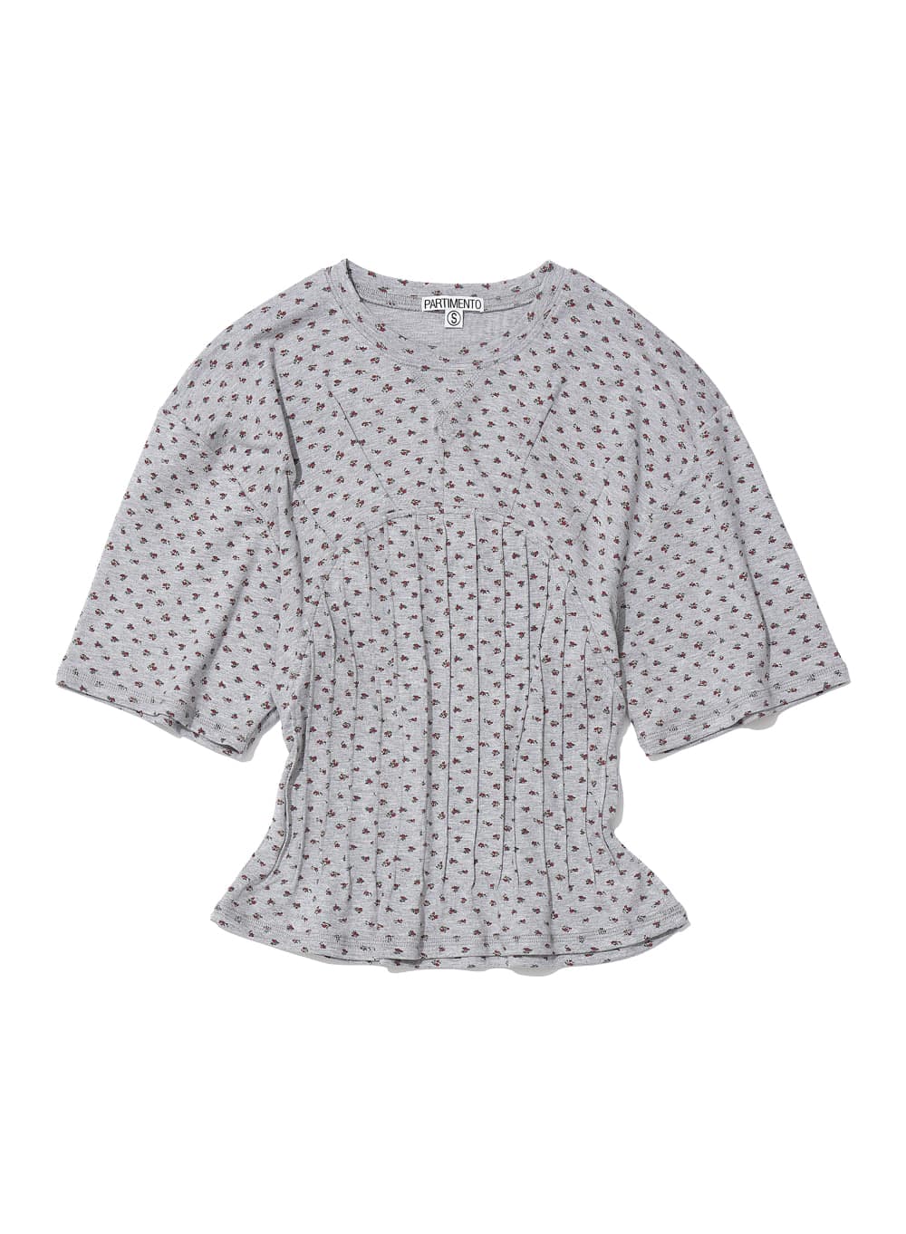 PINTUCK CORSET PANEL SHORT SLEEVE TEE_FLORAL