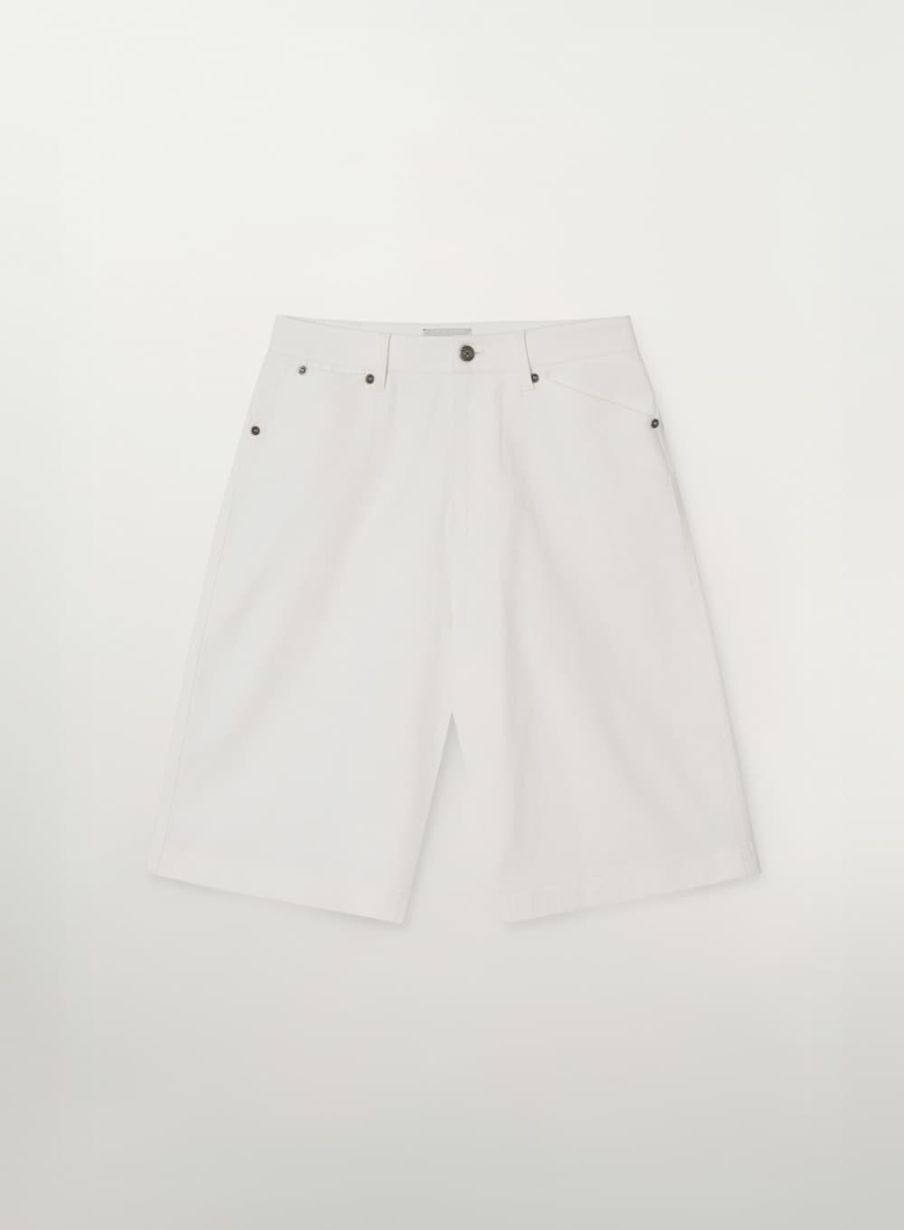 (W) Stitch Cotton Bermuda Pants - White